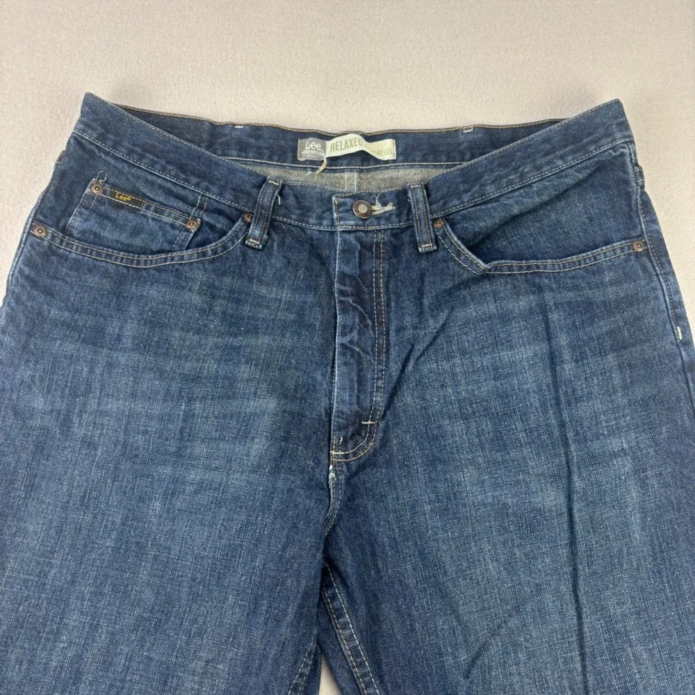 Lee Premium Select Relaxed Straight Leg Mens 36x32 Blue Denim Jeans Casual